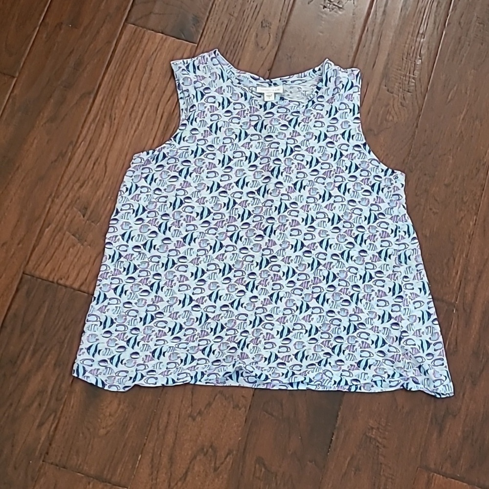J. Jill Blue & Purple Tropical Fish Designed Sleeveless Top size Small
